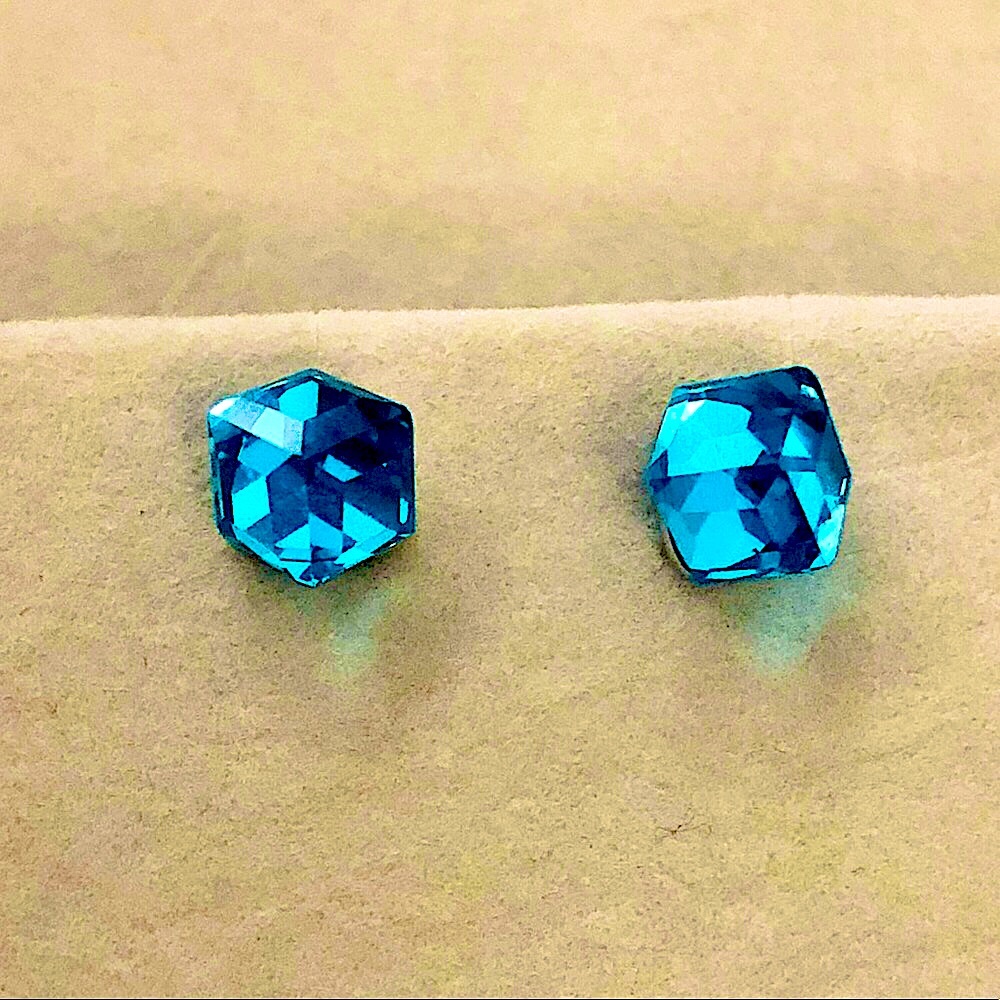 Royal Navy Blue Swarovski Crystal Cube Earrings